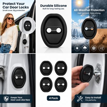 4 Counts Door Latch Lock Cover, Experience seamless installation with our self-adhesive design 🚗