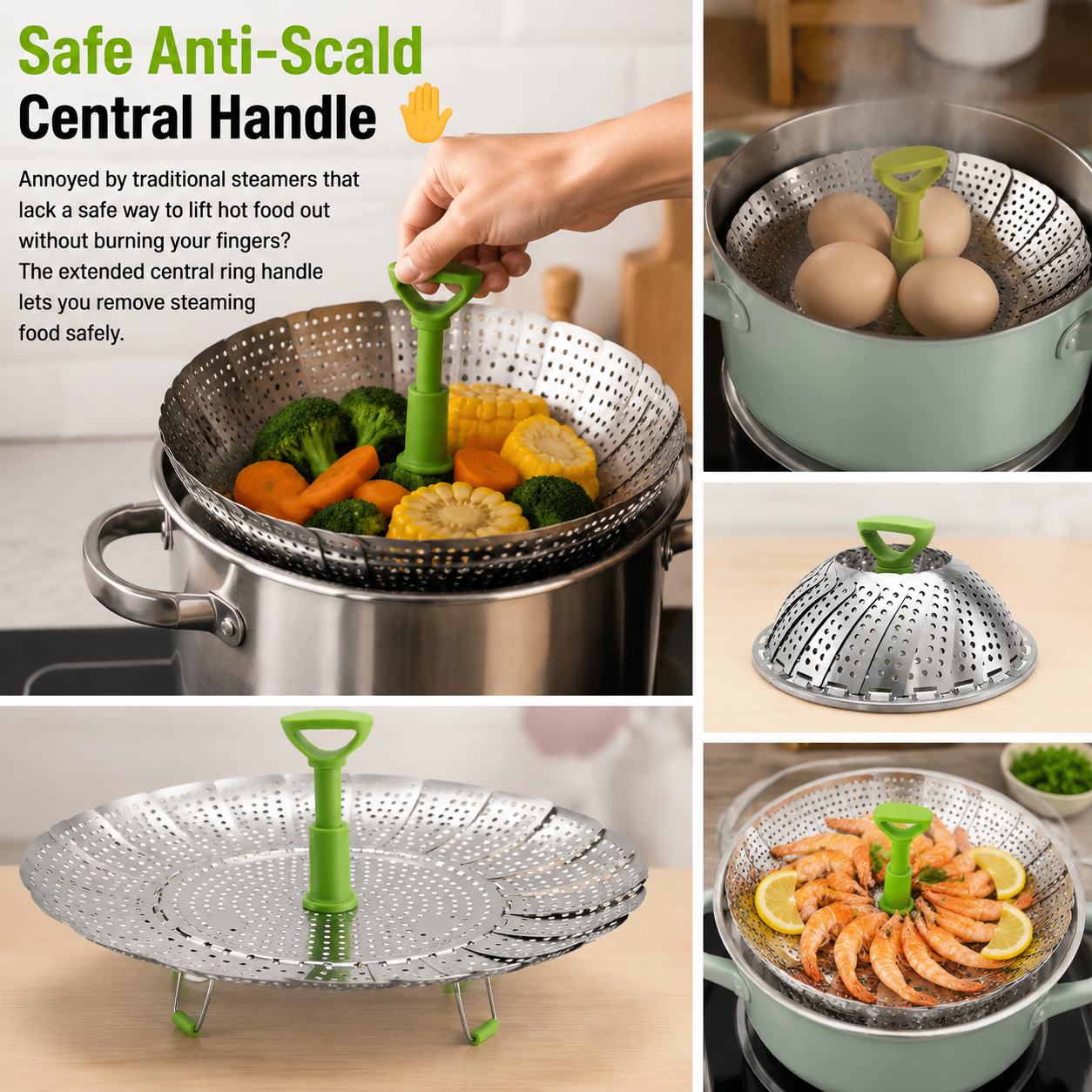Vegetable Steamer Basket for Cooking Food, Stainless Steel Veggie Steam Basket🍲