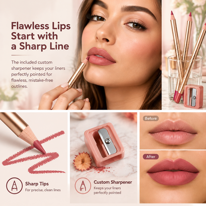 12 Pcs Matte Lip Liner Set with Sharpener, Blendable Lip Pencil💋