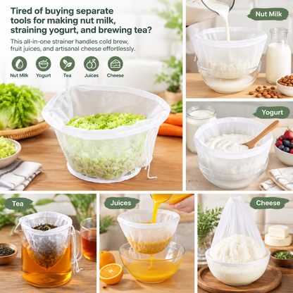 3 Pcs Bowl-Shaped Nylon Nut Milk Bag, Reusable Strainer Bags 🥣