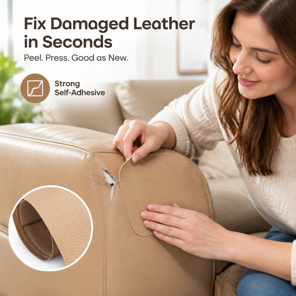 20*54 Inch Self-Adhesive Leather Sticker Patch Cuttable Sofa Repair ✨