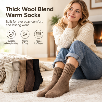 5 Pairs Women's Classical Mid-Calf Polyester Knitting Socks - Simple, Casual, Minimalist, Cozy, Soft🧦