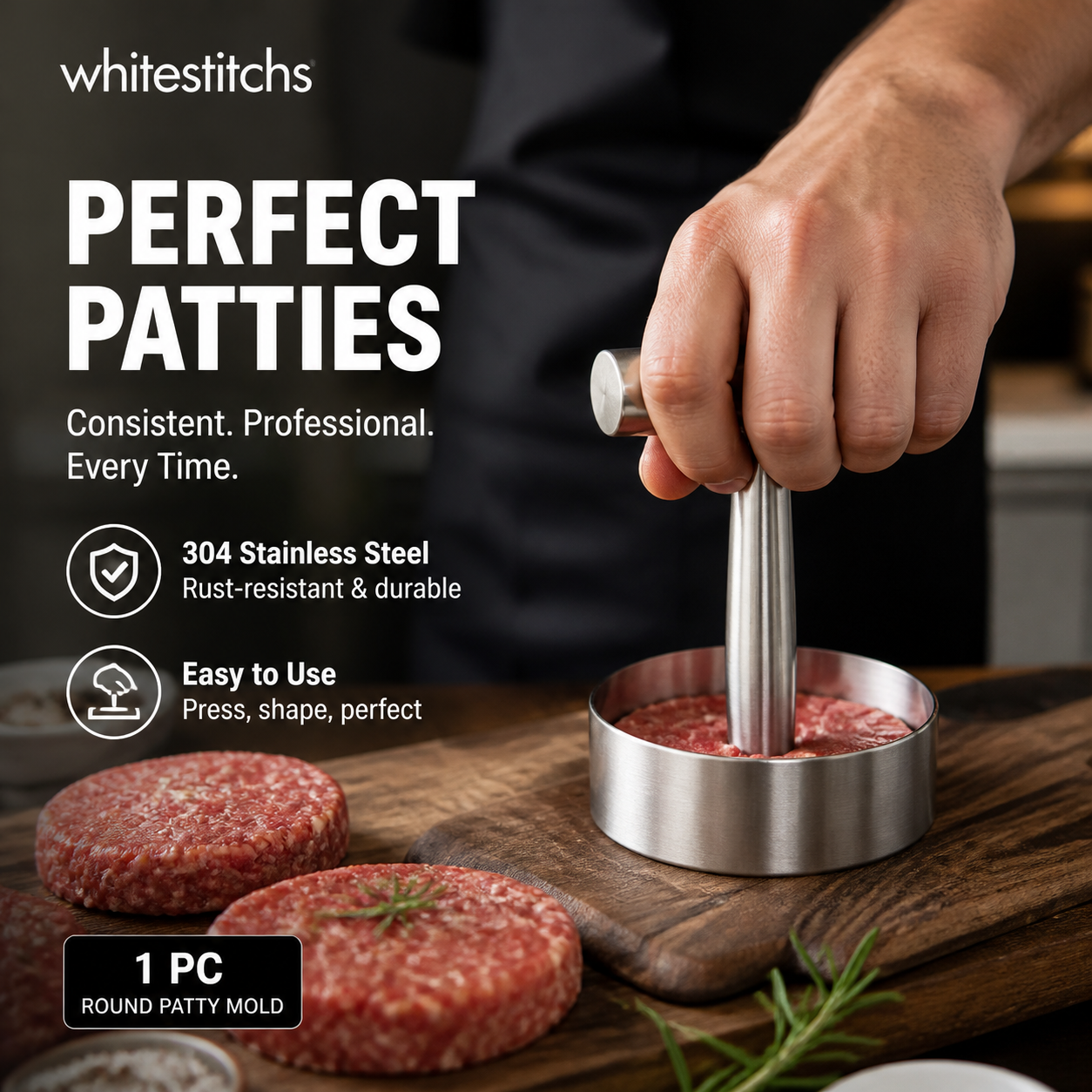 Steak Press Round Patty Mold | Food‑Grade 304 Stainless Steel Burger Patty Maker🍔🔥