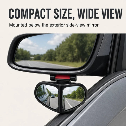360° Rotatable Car Blind Spot Mirror Dual‑Lens Real Glass ABS Housing Adhesive🚗