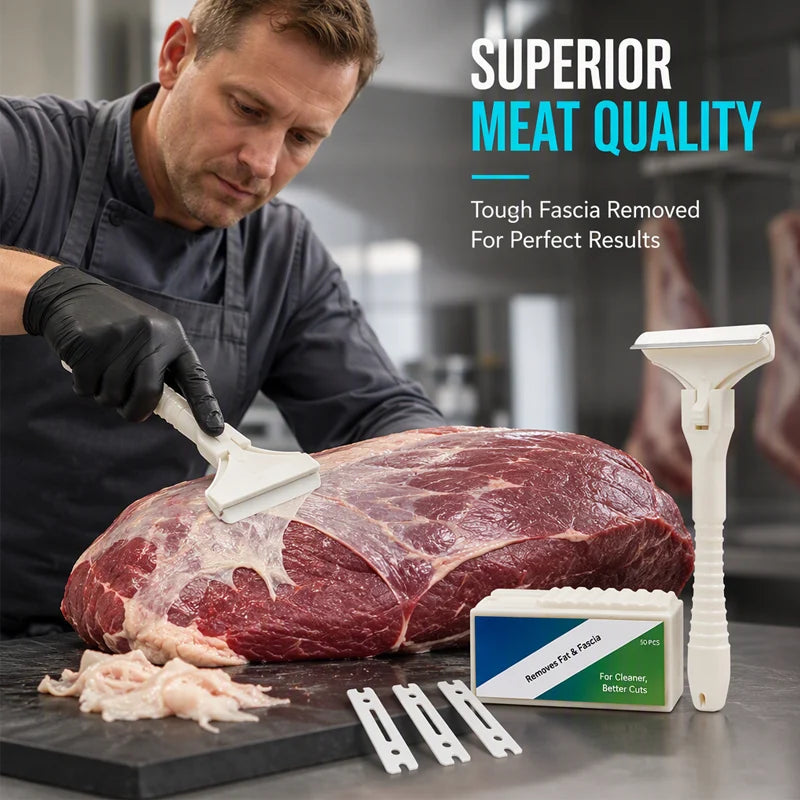 Handheld Fat Trimmer for Beef & Pork,Stainless Steel Meat Scraper, Professional Pork Hair Scraper🥩