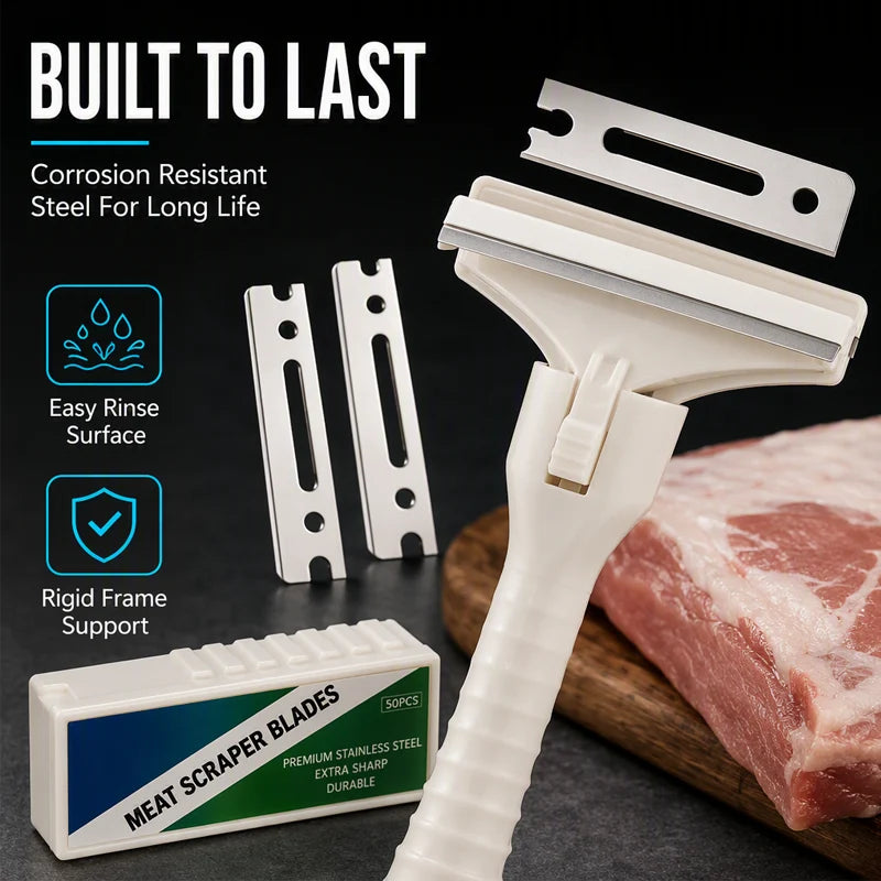 Handheld Fat Trimmer for Beef & Pork,Stainless Steel Meat Scraper, Professional Pork Hair Scraper🥩