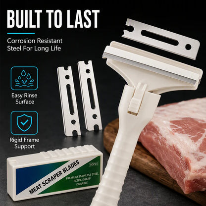 Handheld Fat Trimmer for Beef & Pork,Stainless Steel Meat Scraper, Professional Pork Hair Scraper🥩