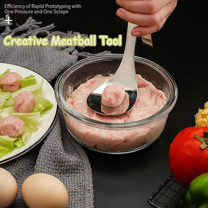 Stainless Steel Meatball Maker Spoon, Non-Stick Meat Ball Extrusion Scoop🧆