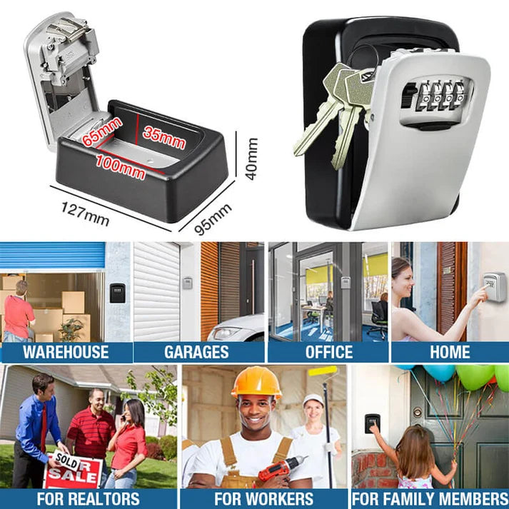 Wall Mount Key Lock Box - 4 Digit Combination Lockbox for Keys Safe Security🔑