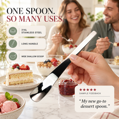 316L Stainless Steel Dessert Spade Spoon, Mirror Polished Thick Multi‑Purpose Spoon🍨