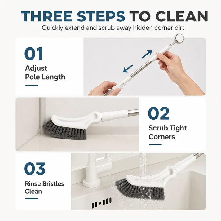 Adjustable Length Stainless Steel Telescopic Long Handle Crevice Cleaning Brush🧼
